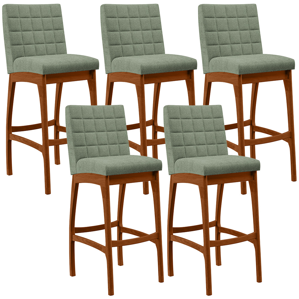 Kit 05 Banquetas Alta Para Cozinha Sala De Jantar Fixa Mila L02 Bouclê Oliva - Lyam Decor