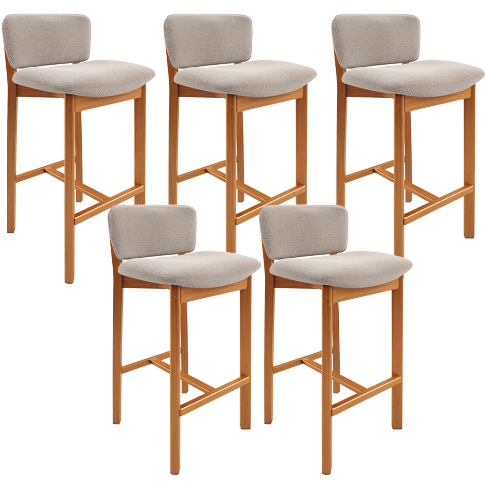 Kit 05 Banquetas Alta Para Cozinha Sala de Jantar Bar Dara L02 Bouclê Creme - Lyam Decor