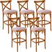 Kit 05 Banquetas Altas Cozinha Bancada Bar Sala de Jantar Estofada Ávila L02 Suede Rosê - Lyam