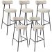 Kit 05 Banquetas Altas Cozinha Bar Sala De Jantar Em Aço Milão L02 Bouclê Creme - Lyam Decor