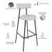 Kit 05 Banquetas Altas Cozinha Bar Sala De Jantar Em Aço Milão L02 Bouclê Cru - Lyam Decor