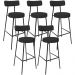 Kit 05 Banquetas Altas Cozinha Bar Sala De Jantar Em Aço Milão L02 Bouclê Preto - Lyam Decor