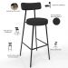 Kit 05 Banquetas Altas Cozinha Bar Sala De Jantar Em Aço Milão L02 Bouclê Preto - Lyam Decor