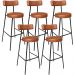 Kit 05 Banquetas Altas Cozinha Bar Sala De Jantar Em Aço Milão L02 Couríssimo Camel - Lyam Decor