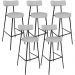 Kit 05 Banquetas Altas Cozinha Bar Sala De Jantar Em Aço Milão L02 Linho Cinza - Lyam Decor