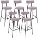 Kit 05 Banquetas Altas Cozinha Bar Sala De Jantar Em Aço Milão L02 Suede Rosê - Lyam Decor