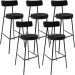 Kit 05 Banquetas Altas Cozinha Sala De Jantar Estrutura Em Aço Milão L02 Couríssimo Preto - Lyam Decor