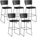 Kit 05 Banquetas Altas Cozinha Sala Jantar Base Em Aço Fixa Allana L02 Couríssimo Preto - Lyam Decor