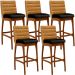 Kit 05 Banquetas Altas Cozinha Sala Jantar Fixa Mila L02 Couríssimo Whisky Couríssimo Preto - Lyam Decor