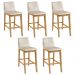 Kit 05 Banquetas Altas Estofada Para Cozinha Sala De Jantar Fixa Elis B05 Facto Bege - Lyam Decor
