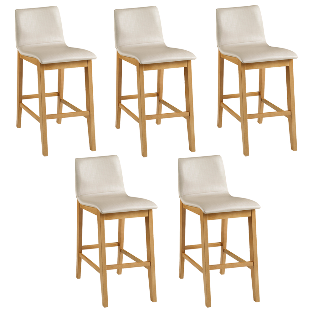 Kit 05 Banquetas Altas Estofada Para Cozinha Sala De Jantar Fixa Elis B05 Facto Bege - Lyam Decor
