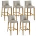Kit 05 Banquetas Altas Estofada Para Cozinha Sala De Jantar Fixa Maitê B05 Facto Bege - Lyam Decor