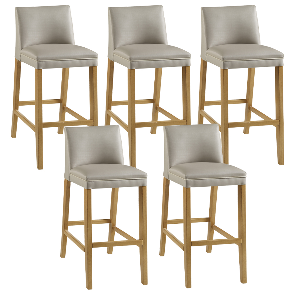 Kit 05 Banquetas Altas Estofada Para Cozinha Sala De Jantar Fixa Maitê B05 Facto Bege - Lyam Decor