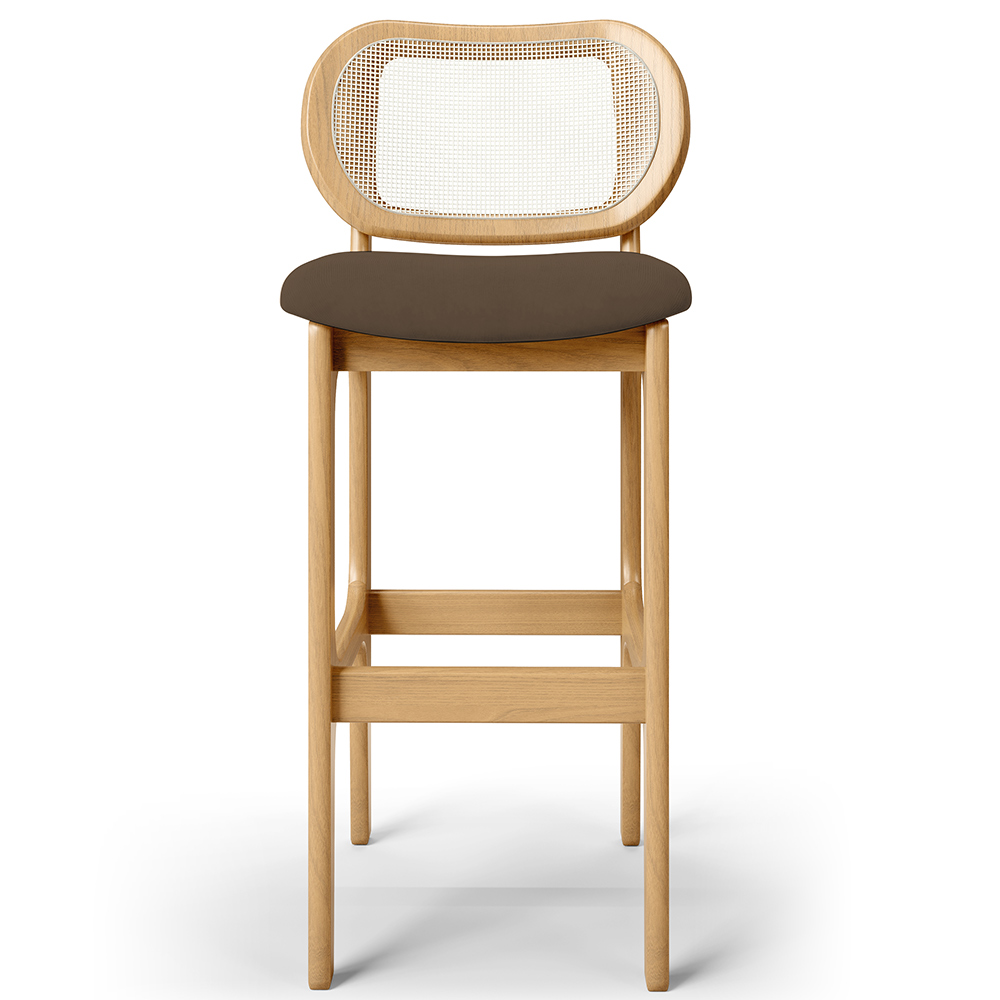 Kit 05 Banquetas Altas Para Cozinha Bancada Sala Tela Betta Fixa L02 Suede Marrom - Lyam