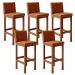 Kit 05 Banquetas Altas Para Cozinha Sala De Jantar Fixa Alya L02 Couríssimo Camel - Lyam Decor