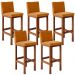 Kit 05 Banquetas Altas Para Cozinha Sala De Jantar Fixa Alya L02 Couríssimo Whisky - Lyam Decor