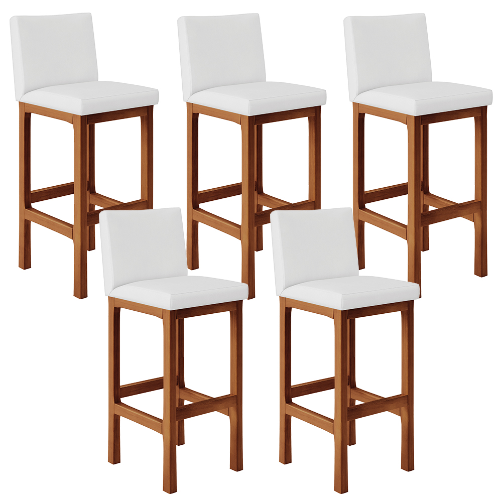 Kit 05 Banquetas Altas Para Cozinha Sala De Jantar Fixa Alya L02 Facto Branco - Lyam Decor