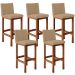 Kit 05 Banquetas Altas Para Cozinha Sala De Jantar Fixa Alya L02 Linho Bege Escuro - Lyam Decor