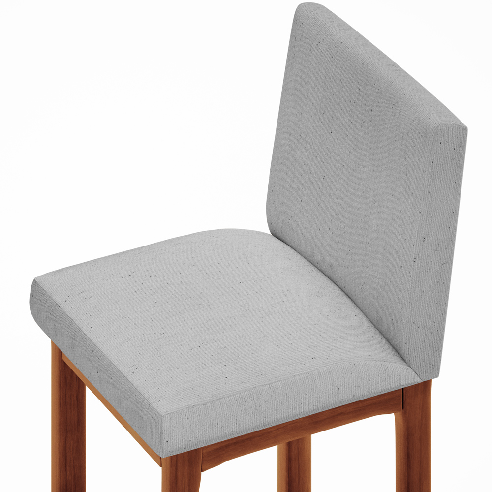 Kit 05 Banquetas Altas Para Cozinha Sala De Jantar Fixa Alya L02 Linho Cinza - Lyam Decor
