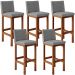 Kit 05 Banquetas Altas Para Cozinha Sala De Jantar Fixa Alya L02 Linho Cinza Escuro - Lyam Decor