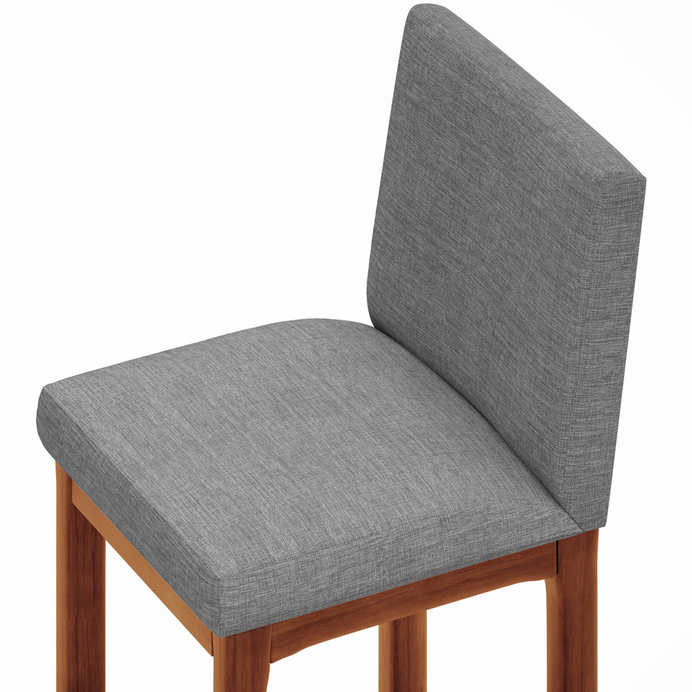 Kit 05 Banquetas Altas Para Cozinha Sala De Jantar Fixa Alya L02 Linho Cinza Escuro - Lyam Decor