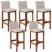 Kit 05 Banquetas Altas Para Cozinha Sala De Jantar Fixa Alya L02 Linho Cru - Lyam Decor