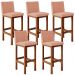 Kit 05 Banquetas Altas Para Cozinha Sala De Jantar Fixa Alya L02 Linho Rosê - Lyam Decor