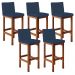 Kit 05 Banquetas Altas Para Cozinha Sala De Jantar Fixa Alya L02 Suede Azul Marinho - Lyam Decor