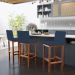 Kit 05 Banquetas Altas Para Cozinha Sala De Jantar Fixa Alya L02 Suede Azul Marinho - Lyam Decor