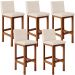 Kit 05 Banquetas Altas Para Cozinha Sala De Jantar Fixa Alya L02 Suede Bege - Lyam Decor