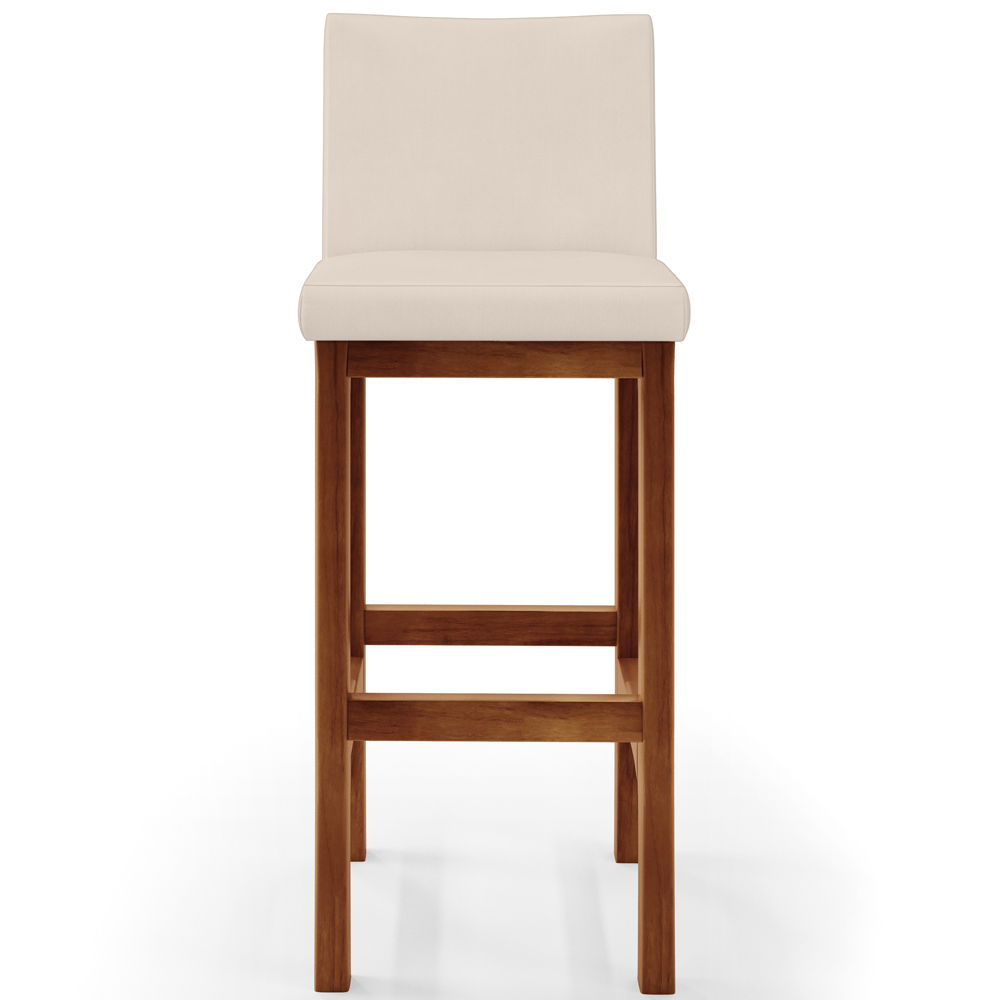 Kit 05 Banquetas Altas Para Cozinha Sala De Jantar Fixa Alya L02 Suede Bege - Lyam Decor