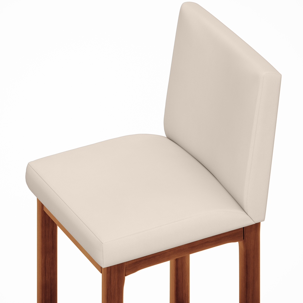Kit 05 Banquetas Altas Para Cozinha Sala De Jantar Fixa Alya L02 Suede Bege - Lyam Decor