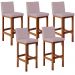 Kit 05 Banquetas Altas Para Cozinha Sala De Jantar Fixa Alya L02 Suede Rosê - Lyam Decor
