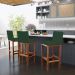 Kit 05 Banquetas Altas Para Cozinha Sala De Jantar Fixa Alya L02 Suede Verde Musgo - Lyam Decor