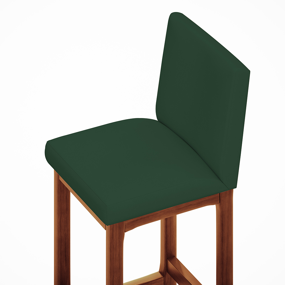 Kit 05 Banquetas Altas Para Cozinha Sala De Jantar Fixa Alya L02 Suede Verde Musgo - Lyam Decor