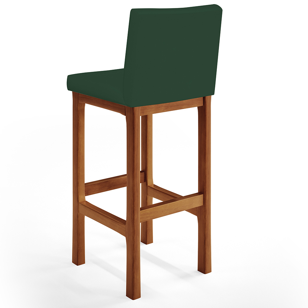 Kit 05 Banquetas Altas Para Cozinha Sala De Jantar Fixa Alya L02 Suede Verde Musgo - Lyam Decor