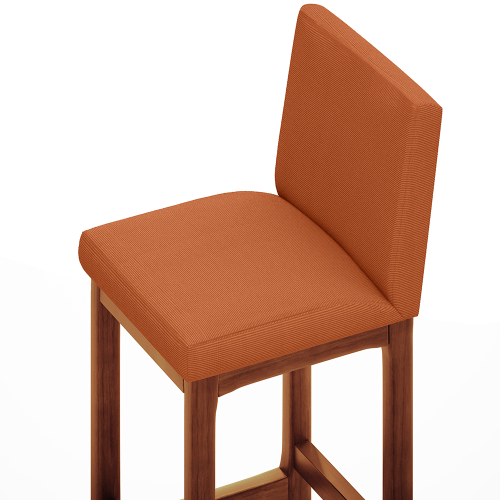 Kit 05 Banquetas Altas Para Cozinha Sala De Jantar Fixa Alya L02 Tecido Terracota - Lyam Decor