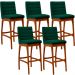 Kit 05 Banquetas Altas Para Cozinha Sala De Jantar Fixa Mila L02 Bouclê Verde - Lyam Decor