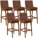 Kit 05 Banquetas Altas Para Cozinha Sala De Jantar Fixa Mila L02 Couríssimo Marrom - Lyam Decor