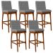 Kit 05 Banquetas Altas Para Cozinha Sala De Jantar Fixa Mila L02 Facto Cinza Fosco - Lyam Decor