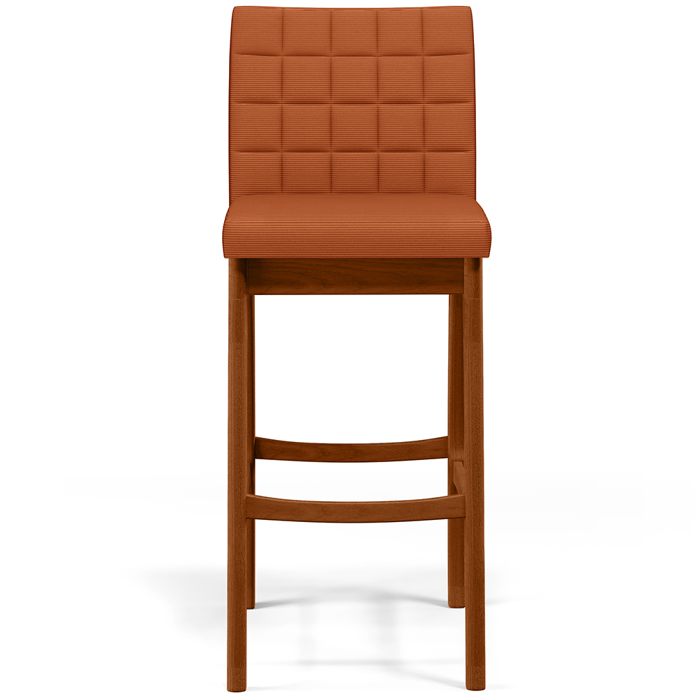 Kit 05 Banquetas Altas Para Cozinha Sala De Jantar Fixa Mila L02 Tecido Terracota - Lyam Decor