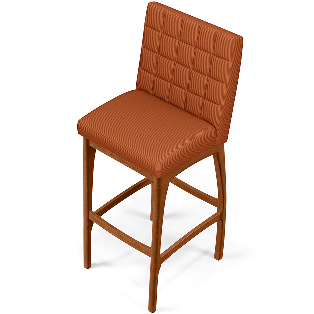 Kit 05 Banquetas Altas Para Cozinha Sala De Jantar Fixa Mila L02 Tecido Terracota - Lyam Decor
