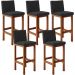 Kit 05 Banquetas Altas Para Cozinha Sala de Jantar Fixa Alya L02 Linho Chumbo - Lyam Decor