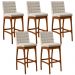 Kit 05 Banquetas Altas Para Cozinha Sala de Jantar Fixa Mila B04 Linho Cru - Lyam Decor
