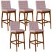 Kit 05 Banquetas Altas Para Cozinha Sala de Jantar Fixa Mila B04 Suede Rosê - Lyam Decor