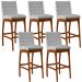 Kit 05 Banquetas Altas Para Cozinha Sala de Jantar Fixa Mila L02 Facto Cinza Metalizado - Lyam Decor