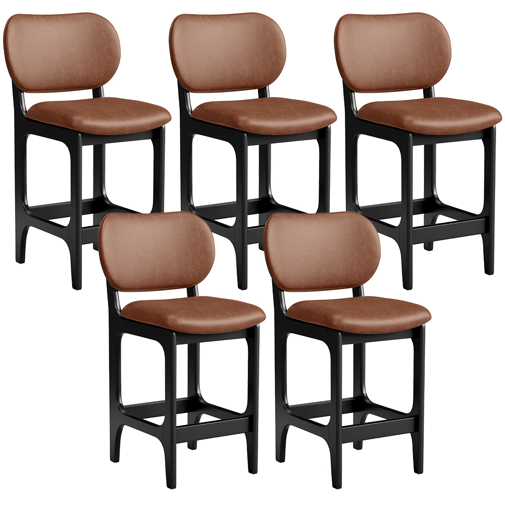 Kit 05 Banquetas Baixa Bar Cozinha E Sala De Jantar Fixa Betta L02 Preto Couríssimo Marrom - Lyam Decor