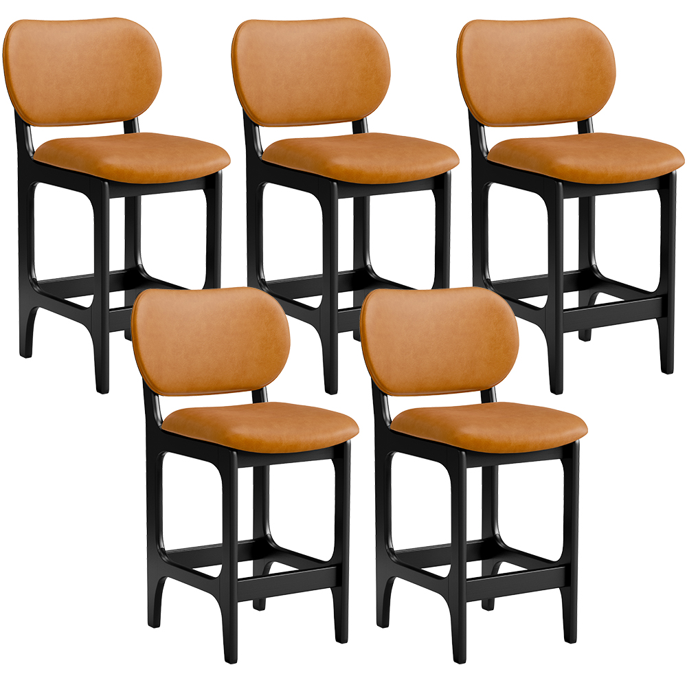 Kit 05 Banquetas Baixa Bar Cozinha E Sala De Jantar Fixa Betta L02 Preto Couríssimo Whisky - Lyam Decor