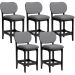Kit 05 Banquetas Baixa Bar Cozinha E Sala De Jantar Fixa Betta L02 Preto Linho Cinza Escuro - Lyam Decor