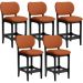 Kit 05 Banquetas Baixa Bar Cozinha E Sala De Jantar Fixa Betta L02 Preto Tecido Terracota - Lyam Decor